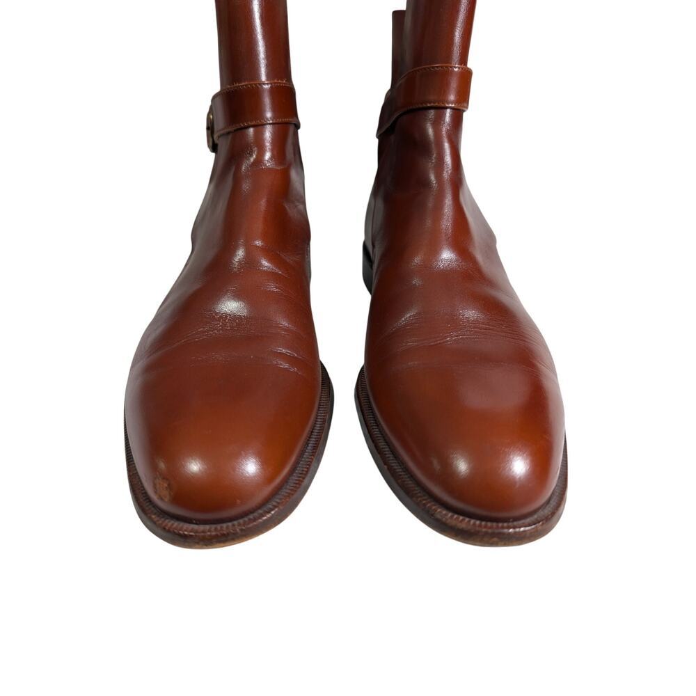 FRAGIACOMO! STUNNING PECAN BROWN GENUINE LEATHER ANKLE BUCKLE MENS BOOTS! SZ 8M - Picture 4 of 10